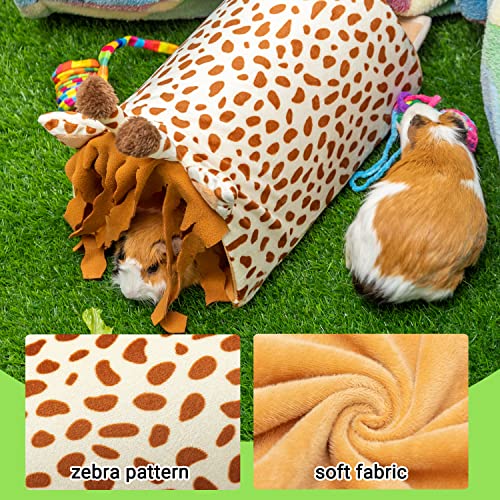 PAWNISAW Guinea Pig Hideout, Washable Fleece Tunnel House & Cage Tube | Small Animal Bedding & Cage Accessories, Playing Habitat for Hamster, Rat, Hedgehog, Chinchilla - color: Multi-colored