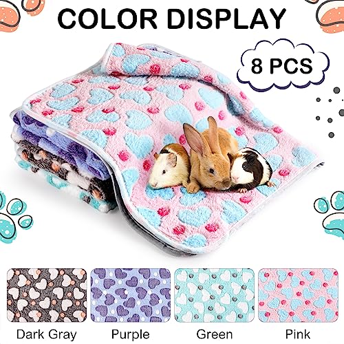 Tudomro 8 Pcs Absorbent Guinea Pig Blankets Washable Small Animal Fleece Bedding Cage Liners Reusable Pet Sleep Mat Pad Cover for Ferret Chinchilla Furniture Protection(Heart,16 x 24 Inch) - size: 16 x 24 Inch