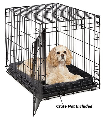 MidWest Homes for Pets QuietTime Dog Bed - Gray Faux Fur Bolster, Ultra-Soft and Machine Washable, Fits 30-Inch Crates and Carriers, for Medium Breed Dogs - color: Grey, size: 30 Inch