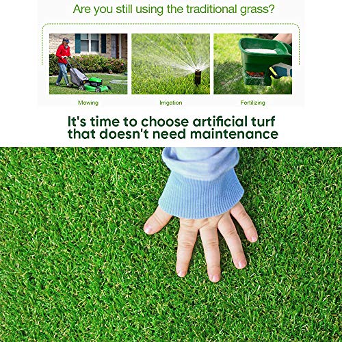 Artificial Grass Lawn Turf 0.8inch Realistic Synthetic Grass Mat, Indoor Outdoor Garden Lawn Landscape for Pets,Fake Faux Grass Rug with Drainage Holes - size: 1FTX34FT