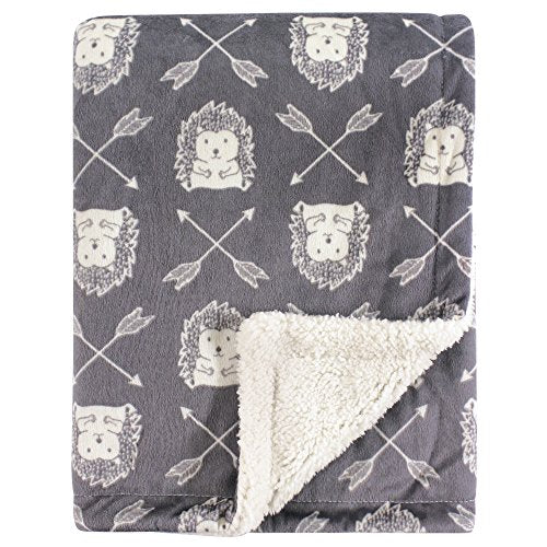 Hudson Baby Unisex Baby Plush Mink and Sherpa Blanket, Hedgehog, One Size - color: Hedgehog, size: One Size