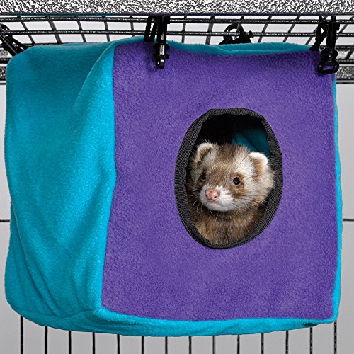 MidWest Homes for Pets Ferret Nation Cozy Cube for Ferret Nation & Critter Nation Small Animal Cages | Measures 8.5L x 8.5W x 9H - Inches - color: Teal and Purple, size: 8.5"L x 8.5"W x 9.0"H