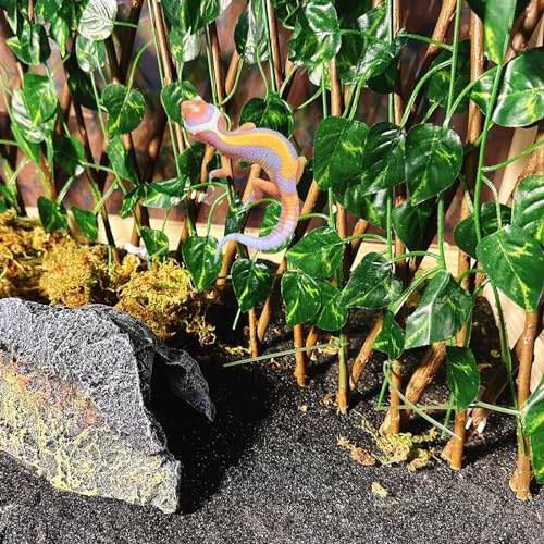 Reptile Hermit Crab Climbing Wall Toys, Bearded Dragon Climb Tank Accessories, 15.75 in Evergreen Leaves Retractable Hedge Fence Background,Gecko Spider Aquarium Decoration with Suction Cups - color: Evergreen Leaves Reptile Climbing Wall