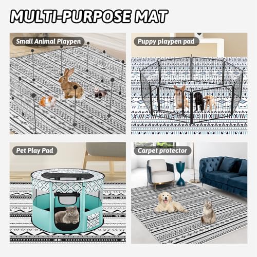 BNOSDM 78.7 in Rabbit Cage Liners Washable Reusable Bunny Bedding Pets Dog Whelping Pads with Anti Slip Bottom Pad Rug for Dogs Chinchillas Cats Guinea Pigs Ferrets - size: 79" X 47"