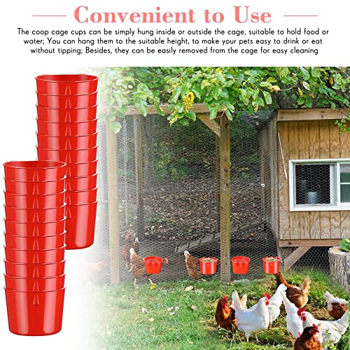 Sumind 60 Pcs Cage Cups Chicken Feeder Birds Hanging Feeders Seed Bowl 8 oz Plastic Water Bowl Hanging Chicken Waterer Feeding Watering Dish Coop Cups for Parrot Parakeet Poultry(Red) - color: Red
