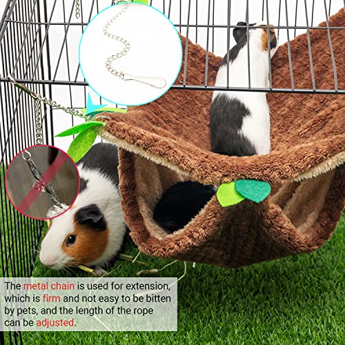 Guinea Pig Hideout, Hammock & Tunnel, Washable Cage Accessories | Warm Soft Fleece Pet House for Guinea Pig, Hamster, Rat, Chinchilla - size: One Size with Chain