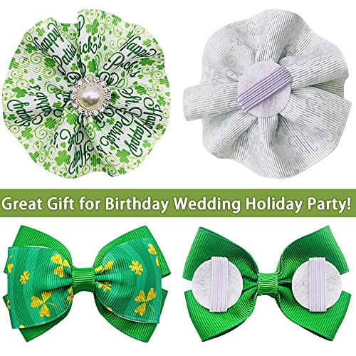 PET SHOW 4pcs Small Dogs Collar Flowers and Bows Charms For Festival Holiday Party Cats Rabbits Slides on Collars Leashes Puppies Medium Dog Collar Attachment - color: St. Patrick's-4pcs