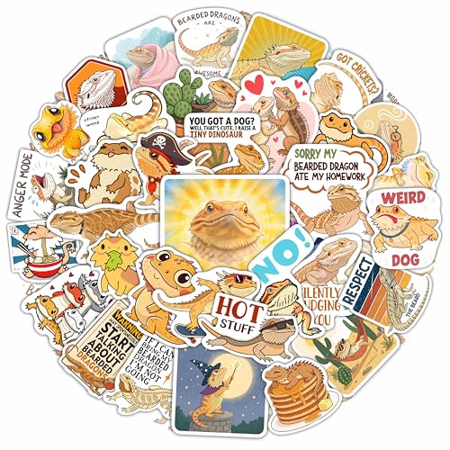 100Pcs Bearded Dragon Stickers for Water Bottle - Bearded Dragon Party Supplies - Gift for Women & Men - color: Bearded Dragon Stickers