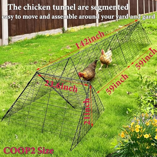 Heavy Duty Chicken Run Tunnel for Yard & Outside, Foldable & Expandable Chicken Tunnel, Portable Predator-Proof Poultry Playpen for Chickens, Rabbits & Ducks - size: Coop 2
