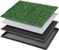 Grass Pad with Tray 20"x16", Dog Litter Box for Puppy Training | Easy to Clean, Full System with Trays, Artificial Grass Patch Bathroom Mat & Washable Pee Pad, Indoor/Outdoor Use - size: 20"x16"（4 Layer Potty System)