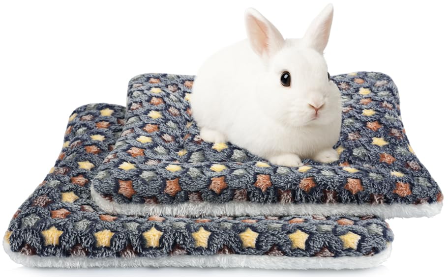 2 Pack Bunny Rabbit Bed - 13 x 15 Inch Upgraded-Thickness Pee Pads Bedding | Washable Bunny Rabbit Pee Pad with Absorbent Surface Helps Keep Cages Dry, Reusable Bedding for Resting Areas (Dark Blue, L) - color: Dark Blue + Dark Blue, size: 13" X 14.6" - 2