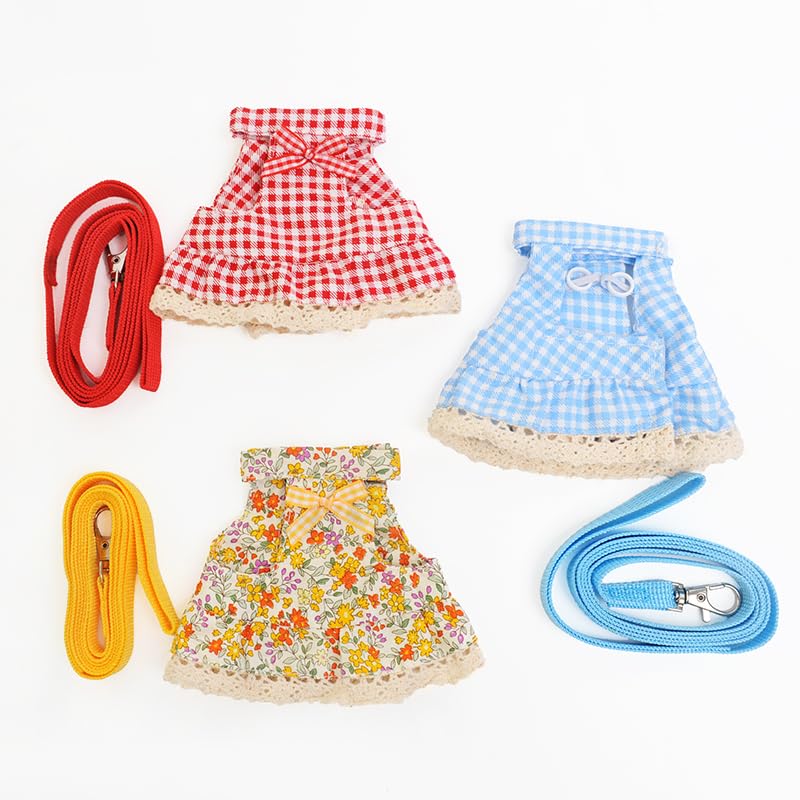 Guinea Pig Harness and Leash Set, Cute Red Plaid Small Animal Dress Vest for Ferrets, Chinchillas and Similar Pets, Adjustable Walking Outfit with 4FT Leash,Red Plaid, M,1530-4 - color: Red Plaid, size: M: 5-7" Neck, 9-10" Chest, GPig/Ferret