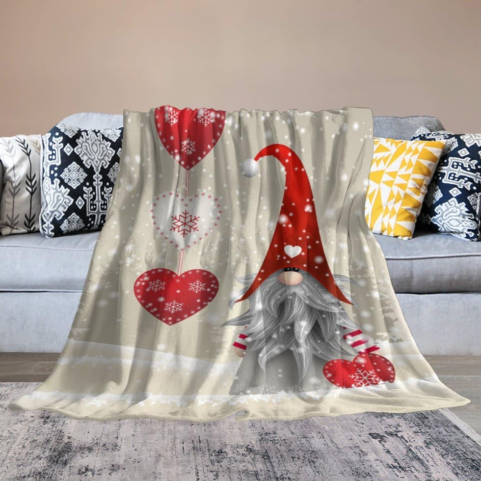 Christmas Gnome Tomte Blanket Super Soft Cozy Throw Blanket, Lightweight Fuzzy Comfy Flannel Blanket Warm Plush Throw Blankets for Couch, Sofa, Bed Travel and Camping Blanket Gifts 50"x40" - color: Christmas Gnome, size: 50"x40"