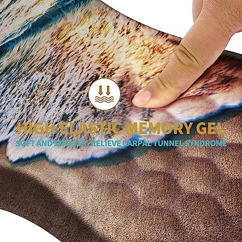 Hokafenle Ergonomic Mouse Pad Wrist Support with Massage Design, Wrist Rest Pain Relief Mousepad with Memory Foam&Non-Slip PU Base, Mouse Pads for Wireless Mouse & Desk (12x8 inch,Sunrise Beach) - color: HK017-Sunrise Beach