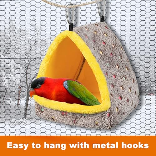 Buachois Warm Bird Nest House,Plush Parrot Hanging Hammock Shed, Bird Bedding for Cage Plush for Parrot Guinea Pig Chinchilla Hedgehog in Winter