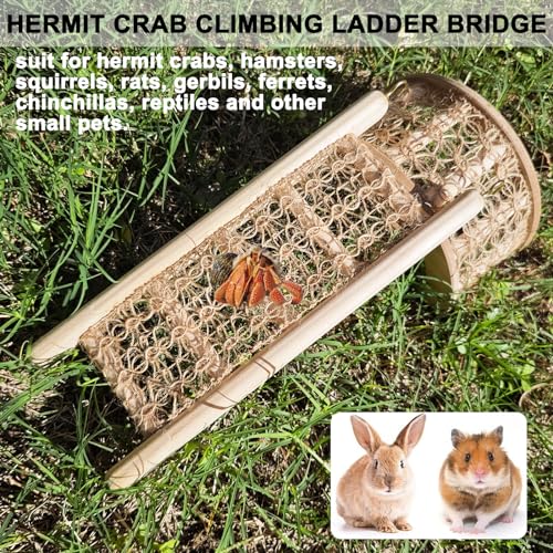 Hermit Crab Climbing Straight Ladder Wooden and Rope Hermit Crab Climbing Wall Hermit Crab Climbing Toys Small Animal Cage Accessories for Bird Parrot Lizard Chameleon Reptile - style: Straight Ladder