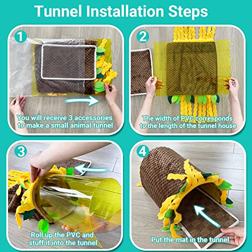PAWNISAW Guinea Pig Hideout, Washable Fleece Tunnel House & Cage Tube | Small Animal Bedding & Cage Accessories, Playing Habitat for Hamster, Rat, Hedgehog, Chinchilla - color: Brown