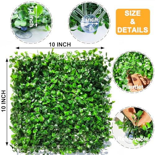2 PCS Hermit Crab Climbing Toys Faux Grass Mat 10 x 10 Inch Fake Turf Hermit Crab Climbing Wall Square Plastic Aquarium Plants Lawn HermitCrabs Supplies Small Animals Cage Accessories - color: Dark Green