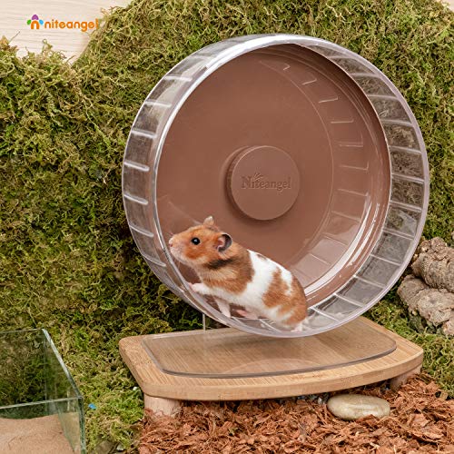 Niteangel Super-Silent Hamster Exercise Wheels: Quiet 10 inch Running Wheel | Can 10.6-13.4" Adjustable Height - No Bend Back Spinner Running for Dwarf Syrian Hamster Gerbils Mice Or Other Small Animal - color: Brown, size: Medium