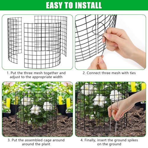 10 Pack Plant Protectors from Animals, 13x12 Plant Cages for Outdoor Plants | Wire Plant Protector, Thick Metal, Non-deformable, Free-Cut, Cap-less Design, Plant Protection Cage to Keep Animals Out - size: 10 PACK-13x12inch