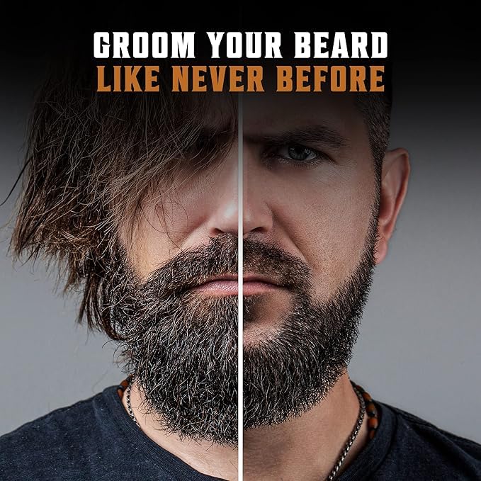 Viking Revolution Beard Comb and Beard Brush Set with Velvet Pouch - style: Beard Comb & Brush