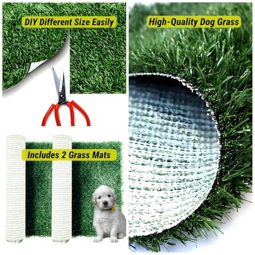 Artificial Grass for Dog Pee Training, Fake Grass Patch for Potty Tray | 23"x 18" Dogs Fake Grass Pad, 2pcs Reusable Washable Replacement Realistic Puppy Turf Mat, Indoor Outdoor Use - size: 23×18 Inch (Pack of 2)