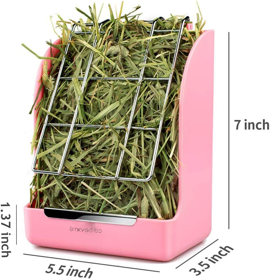 Rabbit Hay Feeder, Large Capacity Bunny Hay Rack for Rabbits, Guinea Pigs, Chinchillas, Small Animals, Hay Dispenser - color: Pink