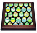 3dRose Cute Russian Matryoshka Nesting Dolls Print-Cool Colors Black Trivet with Ceramic Tile, 8 by 8", Brown