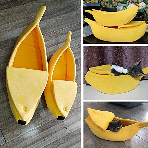 · Petgrow · Cute Banana Cat Bed House Medium Size, Christmas Pet Bed Soft Cat Cuddle Bed, Lovely Pet Supplies for Cats Kittens Rabbit Small Dogs Bed,Yellow - size: MEDIUM - Fit Pets Within 6 lbs