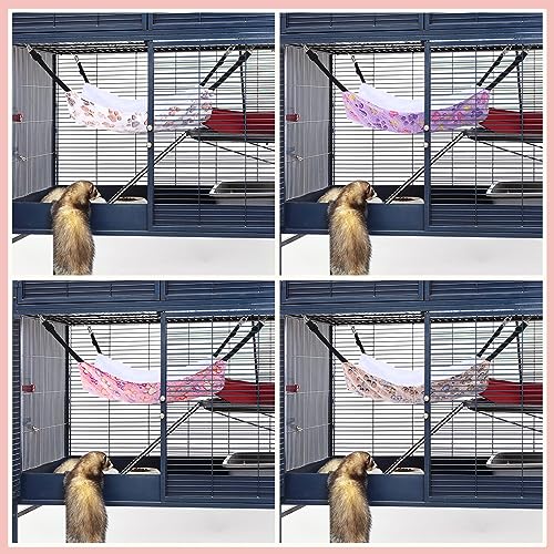 4 Pcs Cat Hammock for Cage Soft Hanging Pet Hammock Bed with Adjustable Straps and Metal Hooks Double Sided Bed for Large & Small Cats Ferret Rat Sugar Glider(Paw,20 x 24 Inch) - size: 20 x 24 Inch