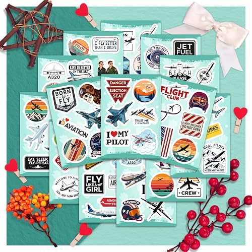 100Pcs Aviation Stickers and Decals Waterproof - Pilot Stickers for Laptop, Airplane Decals - Aviation Gifts for Pilots - Gift for Women & Men - color: Aviation Stickers