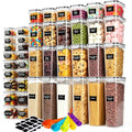 42pcs Airtight Containers, Clear Stackable Dry Food Storage | 42pk clear airtight containers with tight lids keep dry food fresh. Safe plastic, stackable for pantry kitchen storage - size: 42 pcs(46.32L)