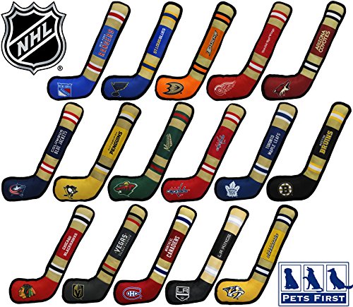 Pets First Dog Toy Tough Nylon with Inner Squeaker Licensed by NHL St. Louis Blues Hockey Stick Toy for Dogs & Cats. Play Hockey with Your Pet with This Licensed Dog Tough Toy - color: St. Louis Blues, style: NHL Dog Tug Toy