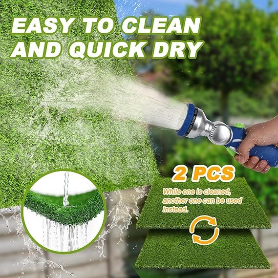 2 Pack Grass Pee Pads for Dogs Potty, Reusable Artificial Grass Mat for Puppy & Cats (26x30 inch) - size: 26x30 inch
