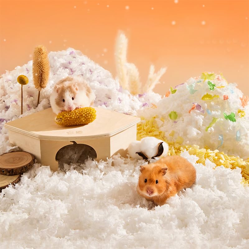 Natural Wooden Hamster House Hideout Small Animals Habitat Exploring Toys for Dwarf & Syrian Hamster, Gerbils, Mice, Rats, Hedgehog, Lemmings (Chestnut Shape Hole)