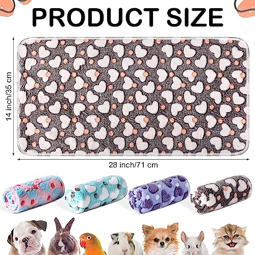 Tudomro 8 Pcs Absorbent Guinea Pig Blankets Washable Small Animal Fleece Bedding Cage Liners Reusable Pet Sleep Mat Pad Cover for Ferret Chinchilla Furniture Protection(Heart,14 x 28 Inch) - size: 14 x 28 Inch