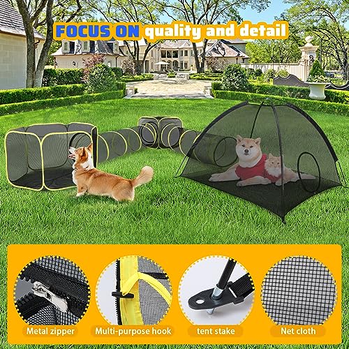 Wilwolfer 5 in 1 Cat Enclosure - Outdoor Cat Tent with Tunnel & House - Portable Pet Playpen for Cats, Puppies & Small Animals - size: 5PC Cat Tent with Tunnel