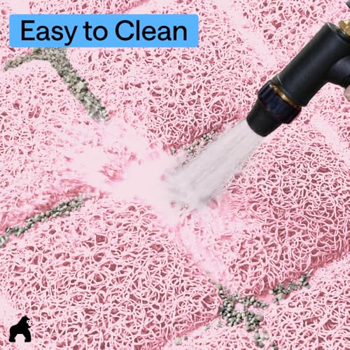 GORILLA GRIP Cat Litter Box Mat, Cushioned Coil Mesh Litter Trapping Mats, Scatter Control Supplies for Less Mess, Phthalate Free, Ultra Deep Catch Grooves, Rinse or Vacuum to Clean, 24x17 Light Pink - color: Light Pink, style: Small (24" x 17")