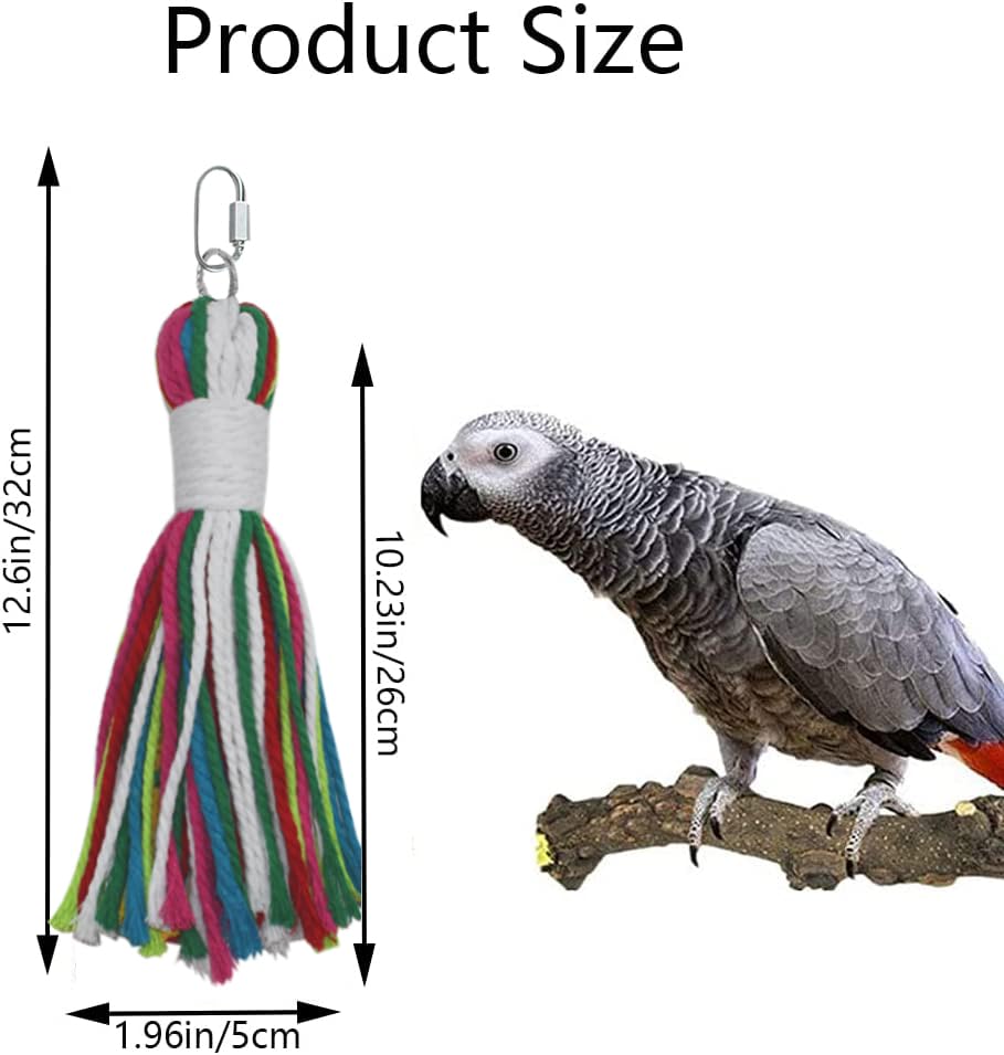 ASOCEA Bird Parrot Rope Chew Toy,Hanging Chew for Cockatiel Macaw | Cotton rope toy clips into any cage so cockatiels and parrots can chew and preen safely, reducing boredom