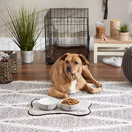 Bone Dry Paw & Patch Ceramic Pet Collection, Medium Set, 6x2", Gray, 2 Piece - color: Gray, size: Medium Bowl Set, 6x2"