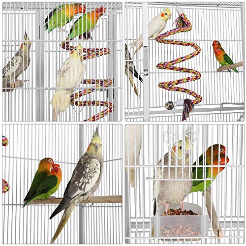 Yaheetech 69'' Extra Large Bird Cage Metal Parrot Cage w/Detachable Stand for Mid-Sized Parrots Cockatiels Conures Parakeets Lovebirds Budgie Finch, White - color: White