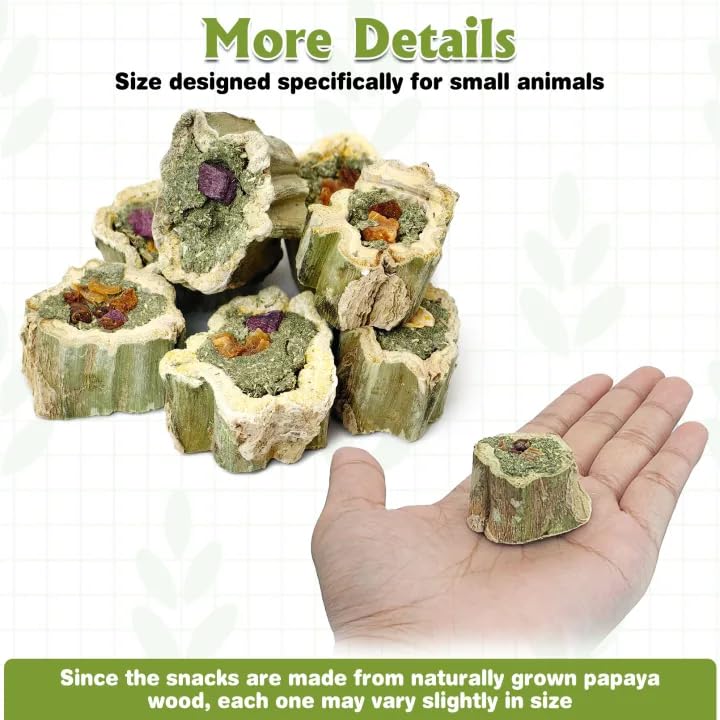 Fhiny Rabbit Chew Toys Natural Baked Papaya Wood Bunny Molar Treats Contain Alfalfa Grass Apple Carrot and Purple Sweet Potato Filling for Hamsters Guinea Pigs Chinchillas Teeth Grinding(0.22 lb)