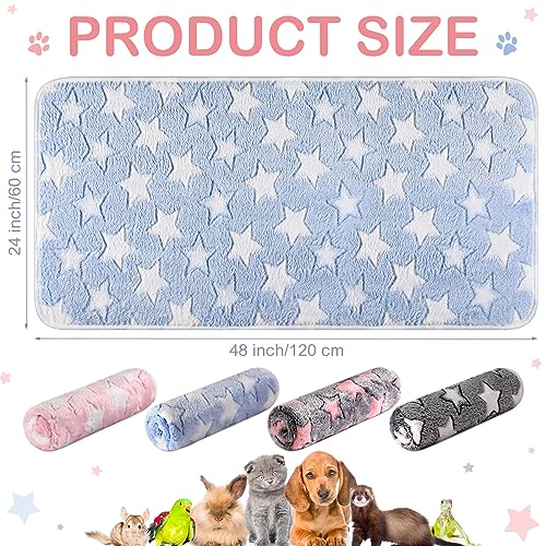 Reginary 4 Pcs Waterproof Guinea Pig Blankets Washable Small Animal Fleece Bedding Absorbent Guinea Pig Cage Liners Reusable Training Pee Pad Pet Sleep Mat for Hamster(Cute Star Pattern,24 x 47 Inch) - size: 24 x 47 Inch