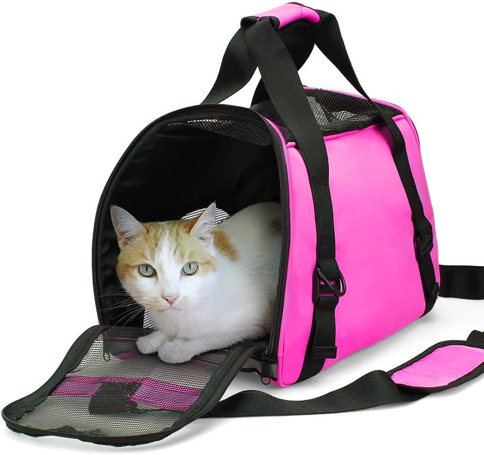 ZaneSun Cat Carrier,Soft-Sided Pet Travel Carrier for Cats,Dogs Puppy Comfort Portable Foldable Pet Bag Airline Approved (Small Rosered) - color: Small-RoseRed