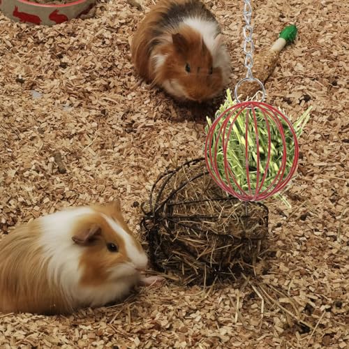 2-Pack Rabbit Feeder Balls Hanging Hay Feeder Ball for Bunny Cage Small Pet Grass Ball Holder Reusable Pet Cage for Feeding and Play