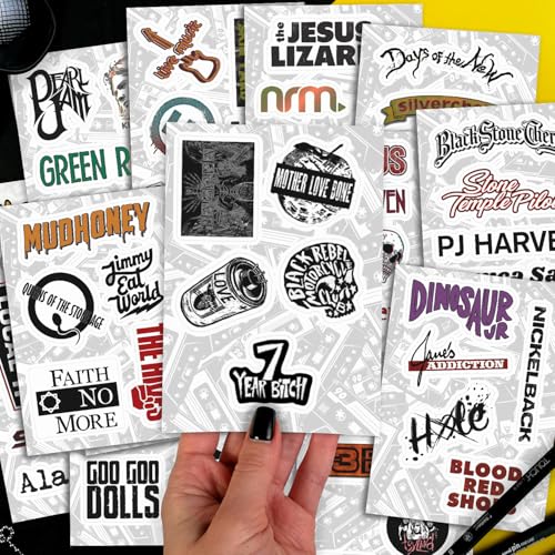 100Pcs Grunge Stickers, 90's Grunge Music, Rock Stickers, Rock Band Decals, Music Gifts for Men and Women - color: Grunge Stickers