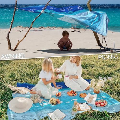 BYDOLL Beach Blanket Waterproof Sandproof,78''X81''/78''X110'' Large Sand Free Oversized Lightweight Sand Resistant Blanket, Picnic Mat for Beach Travel Camping Hiking Essentials - color: Boho Sea, size: 78''X81"