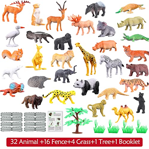 54 Piece Animal Figures for Kids, Safari Jungle Animal Figurines | Realistic animal figures for sensory bins, school learning, jungle party favors, cupcake toppers, classroom rewards