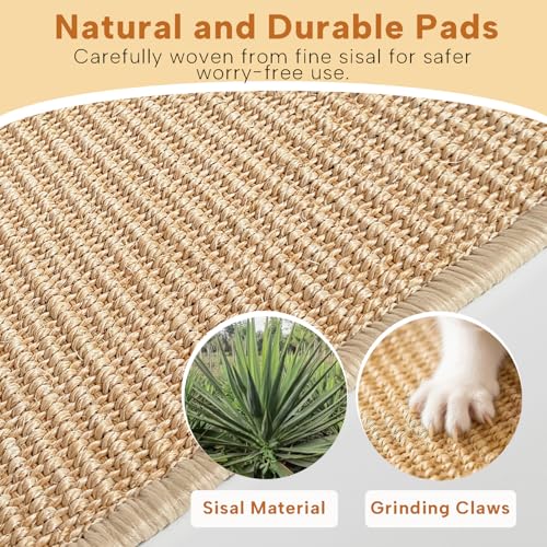 KEYIDE 2Pc Bunny Scratch Pads, Natural Sisal Rabbit Scratching Mat for Nails, Chew Toys for Indoor Pet Guinea Pigs Chinchillas Ferrets Sleeping Playing, 16"X12"