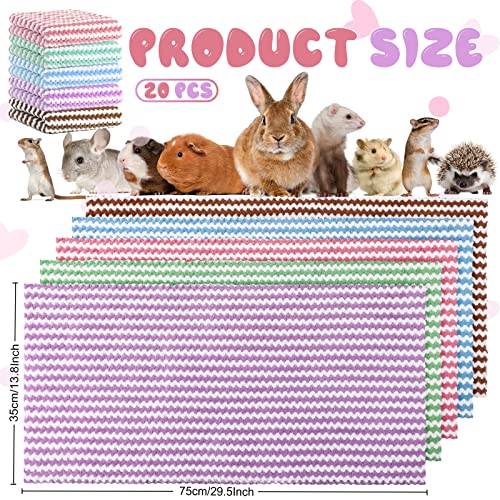 Moukeren 20Pcs Guinea Pig Fleece Bedding Blankets Bulk Washable Small Animal Fleece Cage Liners Pet Wash Cloth Sleeping Mat Cover for Hamster Chinchilla Rabbit Hedgehog(Multicolor, 14 x 30 Inch) - color: Multicolor, size: 14 x 30 Inch, style: Modern